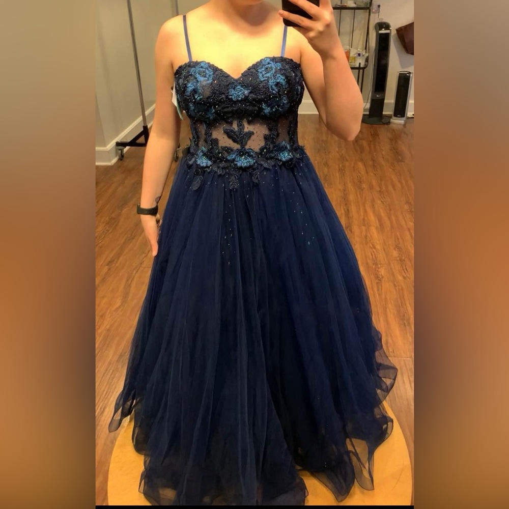 Camille La Vie Mesh Corset Prom Gown